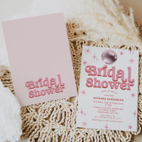 Retro Pink Red Disco Ball Ducha de novias