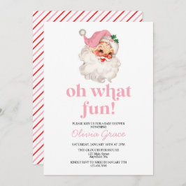 Invitación Retro Pink Santa oh qué divertido Baby Shower