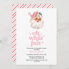 Invitación Retro Pink Santa oh qué divertido Baby Shower