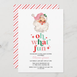 Invitación Retro Pink Santa oh qué divertido Baby Shower