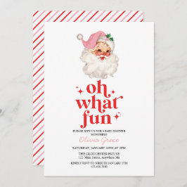 Invitación Retro Pink Santa oh qué divertido Baby Shower