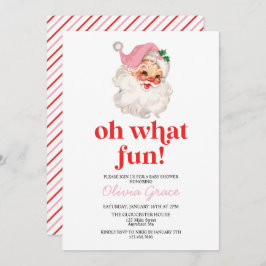 Invitación Retro Pink Santa oh qué divertido Baby Shower