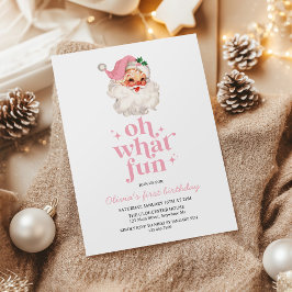 Invitación Retro Pink Santa oh qué divertido cumpleaños