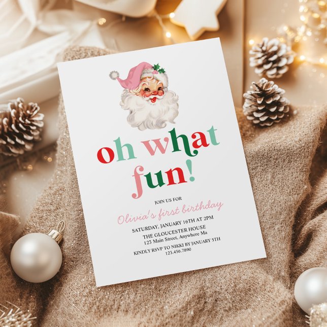 Invitación Retro Pink Santa qué divertido cumpleaños (Subido por el creador)