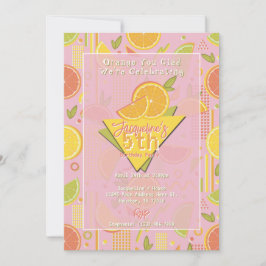Invitación Retro Pink Summer Citrus Fruit Birthday