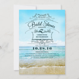 Invitación Retro playa azul ducha de novia invita