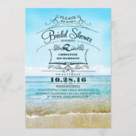 Invitación Retro playa azul ducha de novia invita