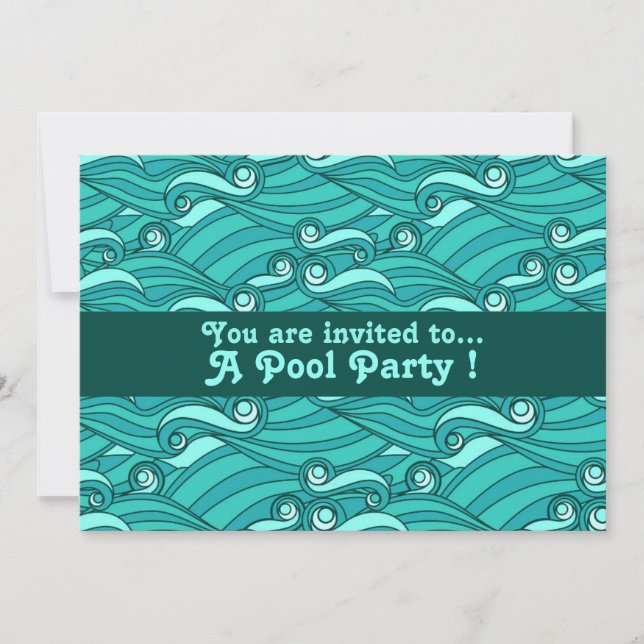 Invitación Retro pool fiesta olas acuáticas (Anverso)