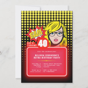 Invitación Retro Pop Art 40 (o cualquier edad)