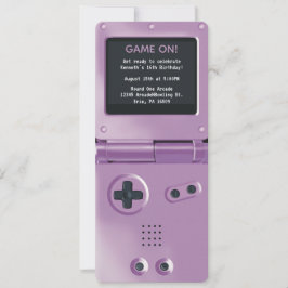Invitación Retro Purple Handheld Gaming Birthday Invitation
