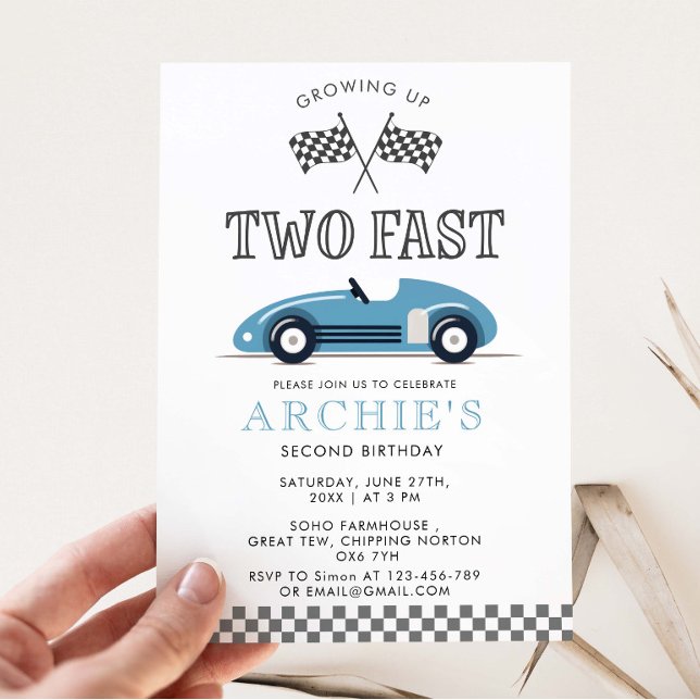 Invitación Retro Race Car Boy Segundo Cumpleaños (Subido por el creador)