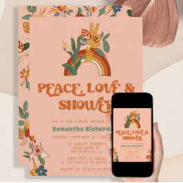 Invitación Retro Rainbow Groovy Bridal Shower