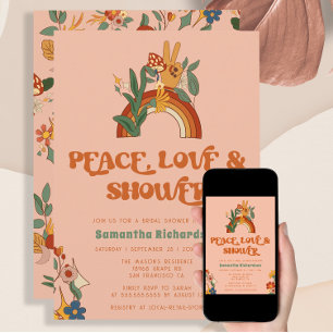 Invitación Retro Rainbow Groovy Bridal Shower