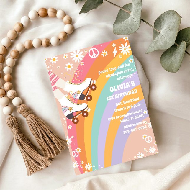 Invitación Retro Rainbow Roller Skating Birthday (Subido por el creador)