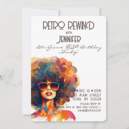 Invitación Retro Rebobinado femenino 50 cumpleaños Fiesta Shi