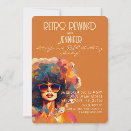 Invitación Retro Rebobinado femenino 50 cumpleaños Fiesta Shi