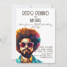 Invitación Retro Rebobinado masculino 50 Fiesta de cumpleaños