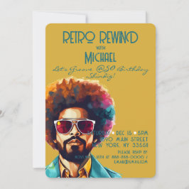 Invitación Retro Rebobinado masculino 50 Fiesta de cumpleaños