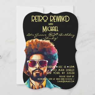 Invitación Retro Rebobinado masculino 50 Fiesta de cumpleaños
