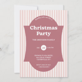 Invitación Retro Red Christmas Party Striped Invitation