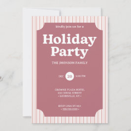 Invitación Retro Red Christmas Party Striped Invitation