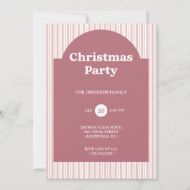 Invitación Retro Red Christmas Party Striped Invitation
