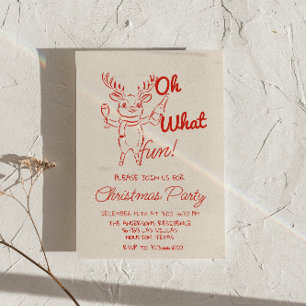 Invitación Retro Red Oh Qué Navidades  graciosos Fiesta de re