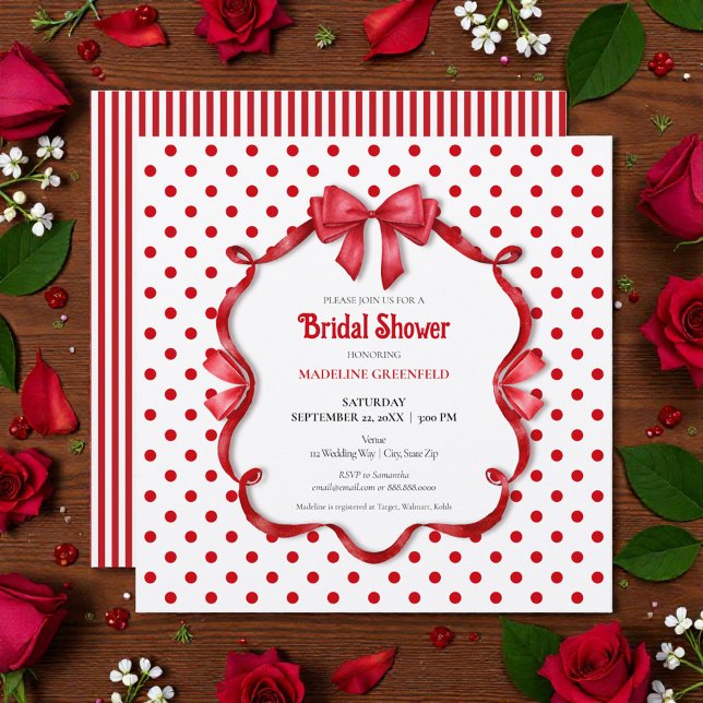 Invitación Retro Red & White Wedding Bridal Shower (Subido por el creador)