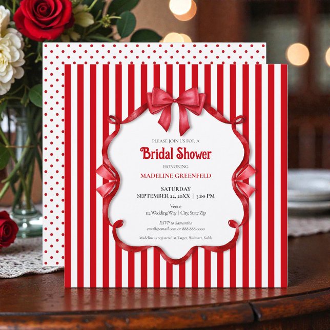 Invitación Retro Red & White Wedding Bridal Shower (Subido por el creador)
