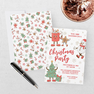 Invitación Retro Relajándome Con Mis Muñecos de Nieve Navidad