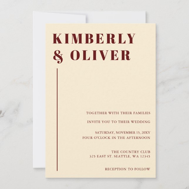 Invitación Retro Resumen Boda de Terracota Terrestre Naranja (Anverso)