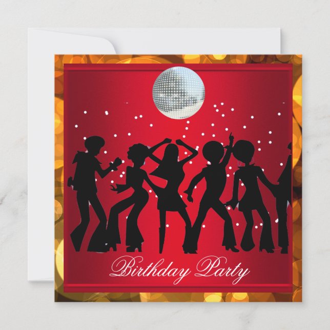 Invitación Retro rojo del partido de cumpleaños número 3 de D (Anverso)