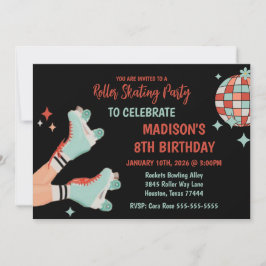 Invitación Retro Roller Skating Birthday Party Invitation