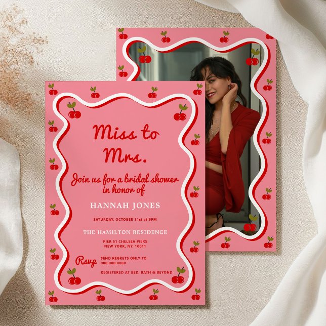 Invitación Retro Rosa Cherry Valentine Bridal Shower (Subido por el creador)