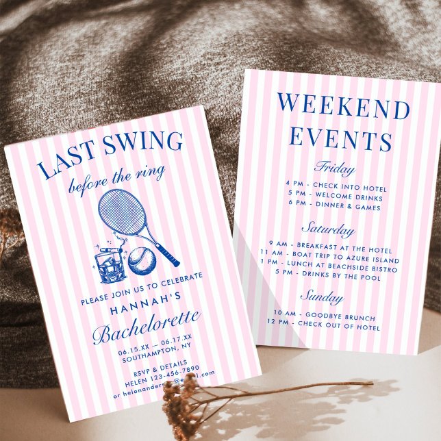 Invitación Retro Rosa Último Swing Antes De La Racket De Teni (Subido por el creador)