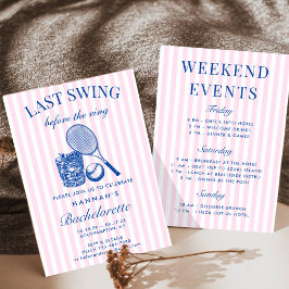 Invitación Retro Rosa Último Swing Antes De La Ronda Tenis Ba