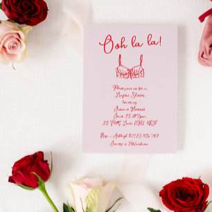 Invitación Retro Rubor & Red Hand Drake Bra Lingerie Shower