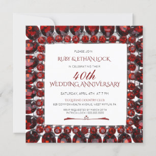 Invitación Retro Ruby Frame/Ruby 40° Aniversario Boda