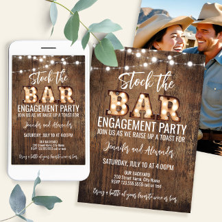 Invitación Retro Rustic Engagement Party