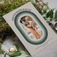 Retro Sage Green Arch Photo Save Our Date