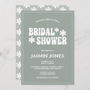 Invitación Retro Sage Green Daisy Flower Bridal Shower