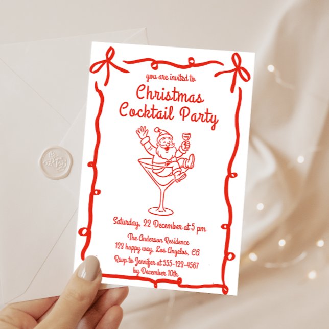 Invitación Retro Santa Christmas Cocktail Party (Subido por el creador)