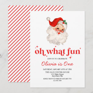 Invitación Retro Santa Oh Qué Diversión Cumpleaños