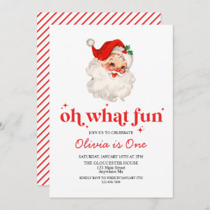 Invitación Retro Santa Oh Qué Fun Cumpleaños