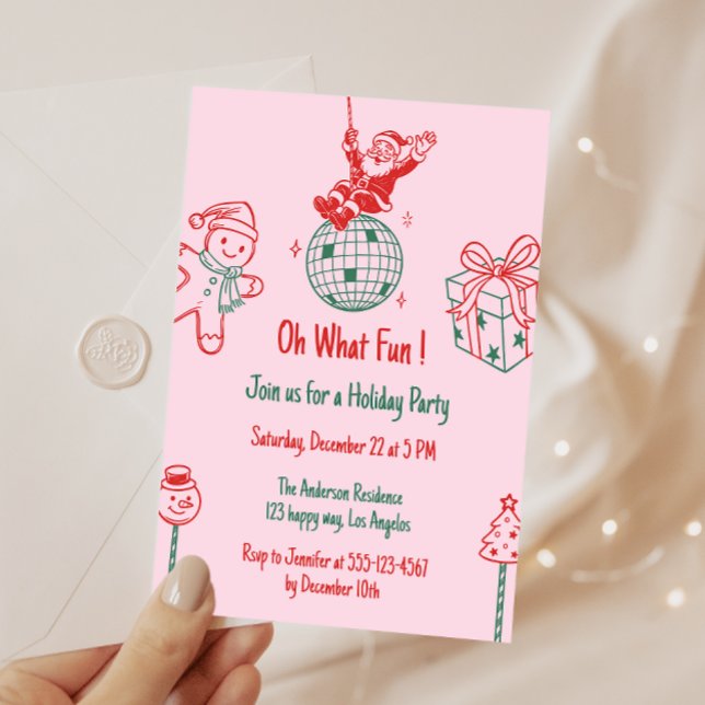 Invitación Retro Santa “Qué Diversión” Fiesta Navideña de Nav (Subido por el creador)