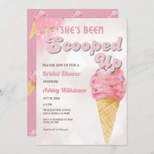 Invitación Retro Scoopup Ice Cream Bridal Shower Rubor