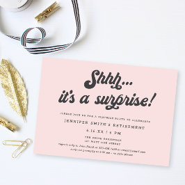 Invitación Retro Script Blush Pink Surprise Retirement Party
