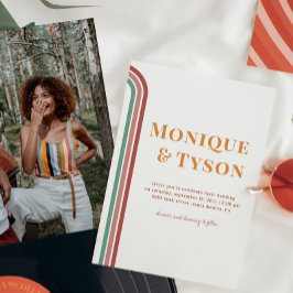 Invitación Retro Setentas | Rosa Polvoriento Terracota Boda