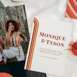 Invitación Retro Setentis | Naranja quemado Terra Cotta Boda