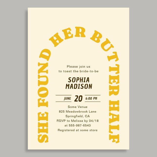 Invitación Retro She Found Her Butter Half Bridal Shower (Subido por el creador)